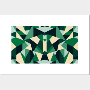 Green abstract geometric vertical pattern poly style Posters and Art